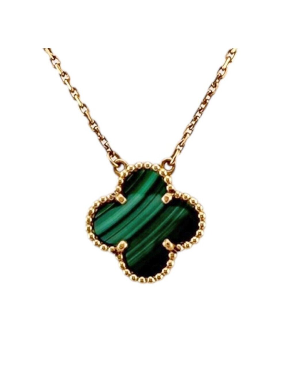 Van Cleef & Arpels Vintage Unhambra Necklace 18k Yellow Gold Malachite